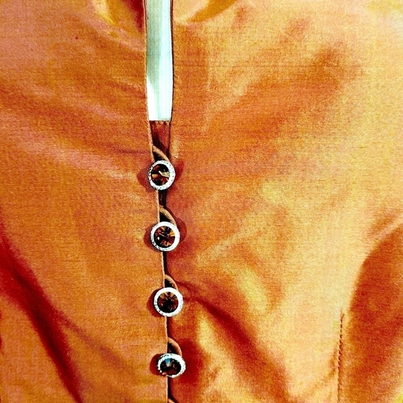 Marisa Baratelli Silk Iridescent Orange Evening Blazer Jacket - Picture 2 of 8